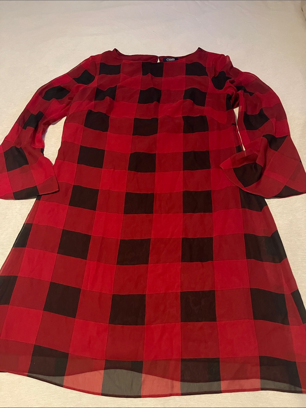Chaps Red and Black Buffalo Plaid Girls' Casual Dress